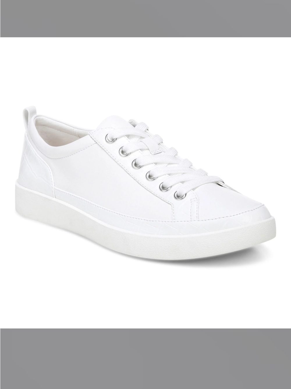 Vivionic  Leather White Low-Top Lace-Up Sneakers